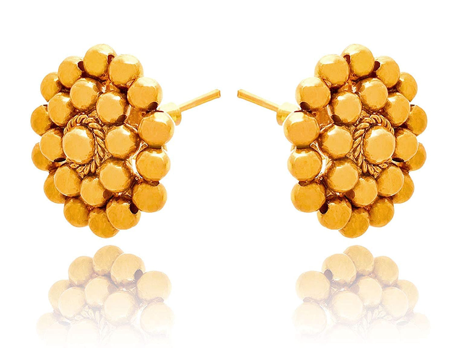 And One Gram Gold Plated Multi Layer Round Gold Bead With Bead Earring Necklace Set