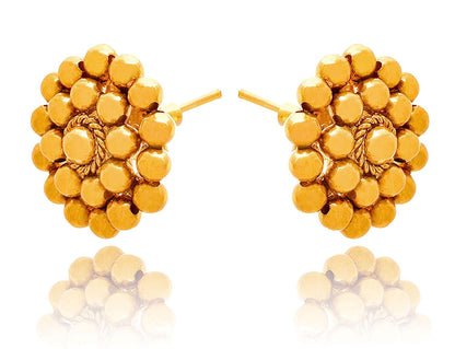 And One Gram Gold Plated Multi Layer Round Gold Bead With Bead Earring Necklace Set