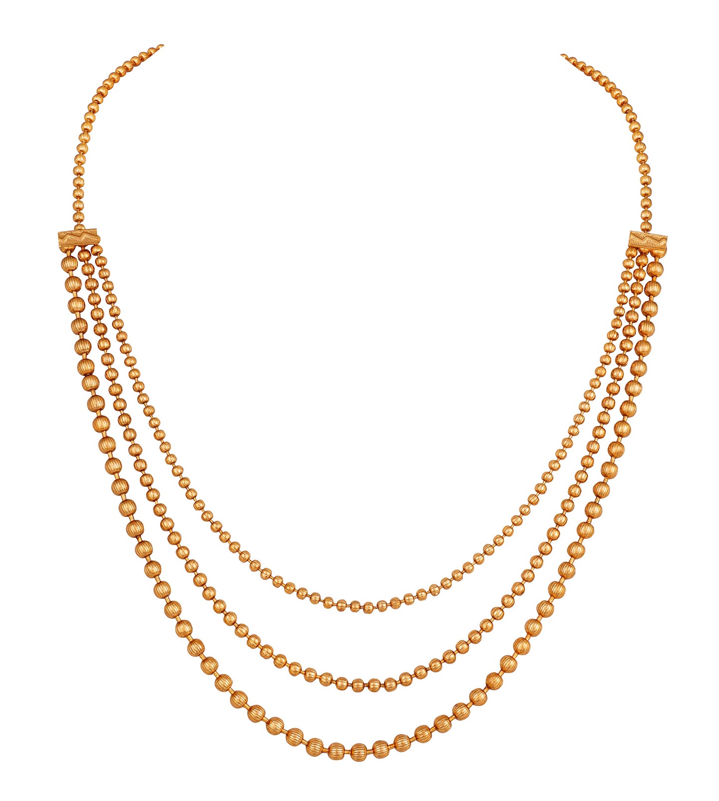 One Gram Gold Plated Multi Strands Round Gold Bead With Earring Necklace Set