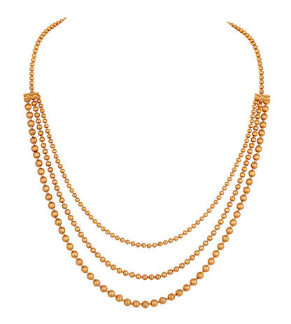 One Gram Gold Plated Multi Strands Round Gold Bead With Earring Necklace Set