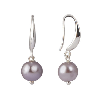 Combo Imitation 8Mm Round Pearl Double Strand Necklace Set Moti Mala Pearl Set With Earrings (Grey)