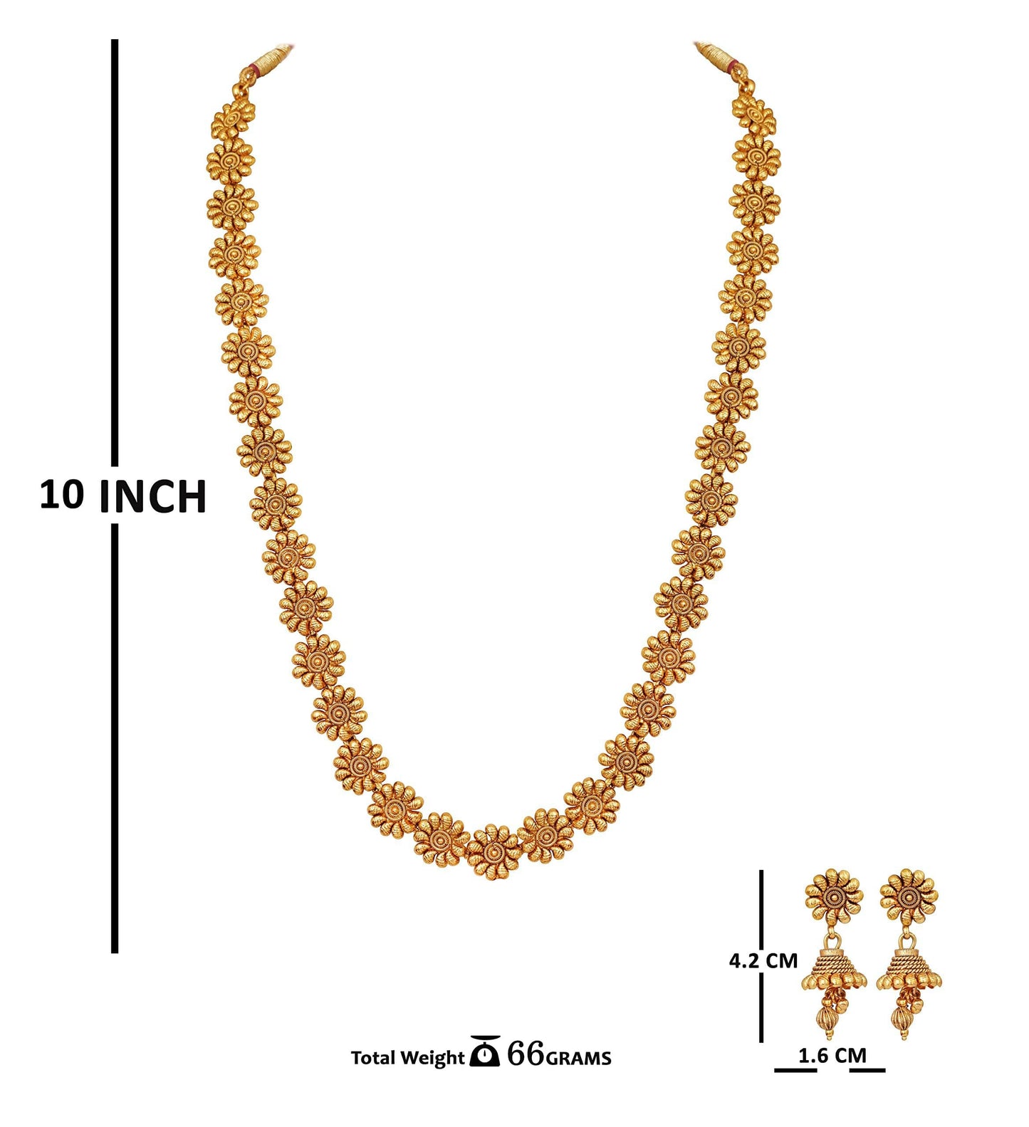 One Gram Gold Plated Necklace Set With Earrings