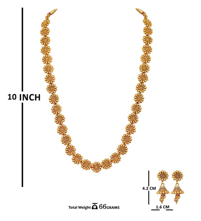One Gram Gold Plated Necklace Set With Earrings