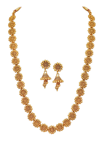 One Gram Gold Plated Necklace Set With Earrings