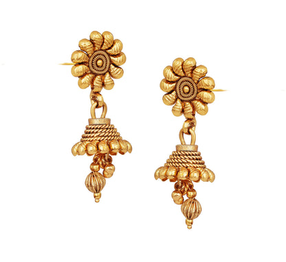 One Gram Gold Plated Necklace Set With Earrings