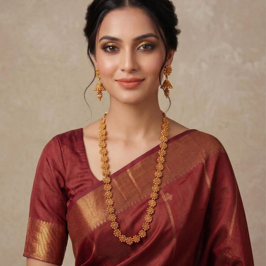 One Gram Gold Plated Necklace Set With Earrings