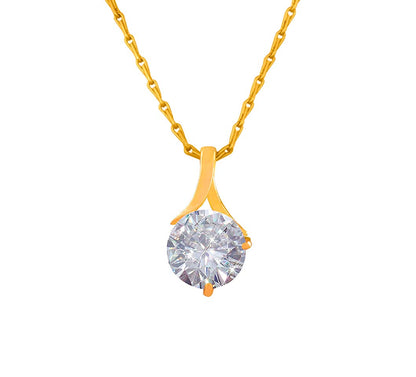 One Gram Gold Plated Solitaire Cz American Cubic Zircon Pendant Locket Delicate Pendant With Chain .