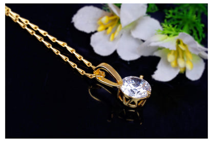 One Gram Gold Plated Solitaire Cz American Cubic Zircon Pendant Locket Delicate Pendant With Chain .