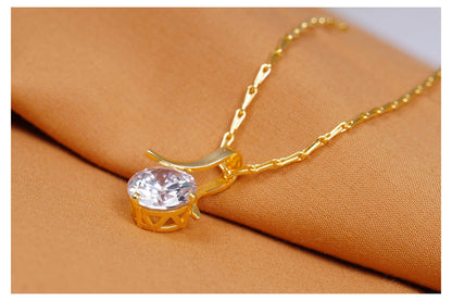 One Gram Gold Plated Solitaire Cz American Cubic Zircon Pendant Locket Delicate Pendant With Chain .
