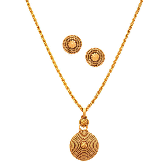 1 Gram Gold-Plated Love Pendant Set – Traditional Elegant Jewelry