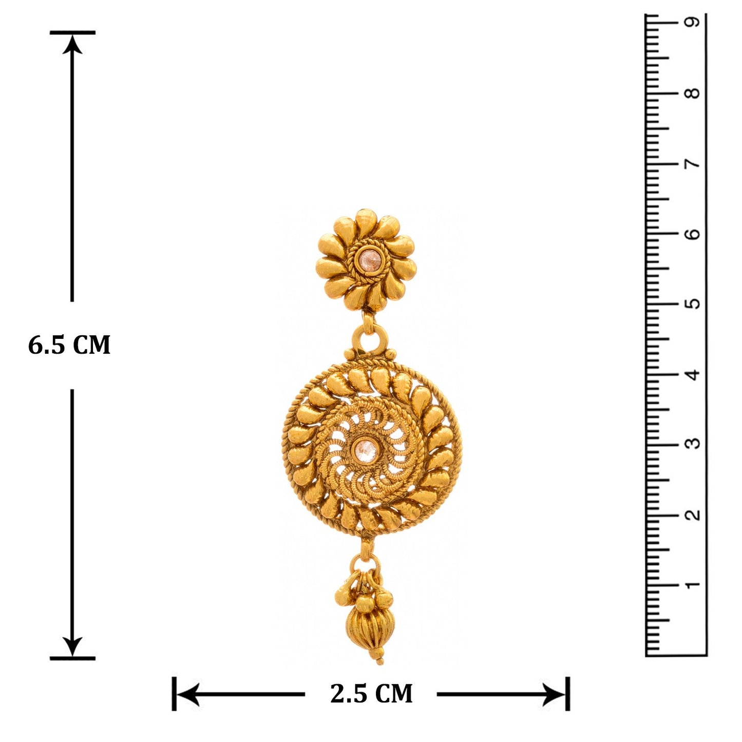 One G Gold Plated Polki Pendant Set With Earring