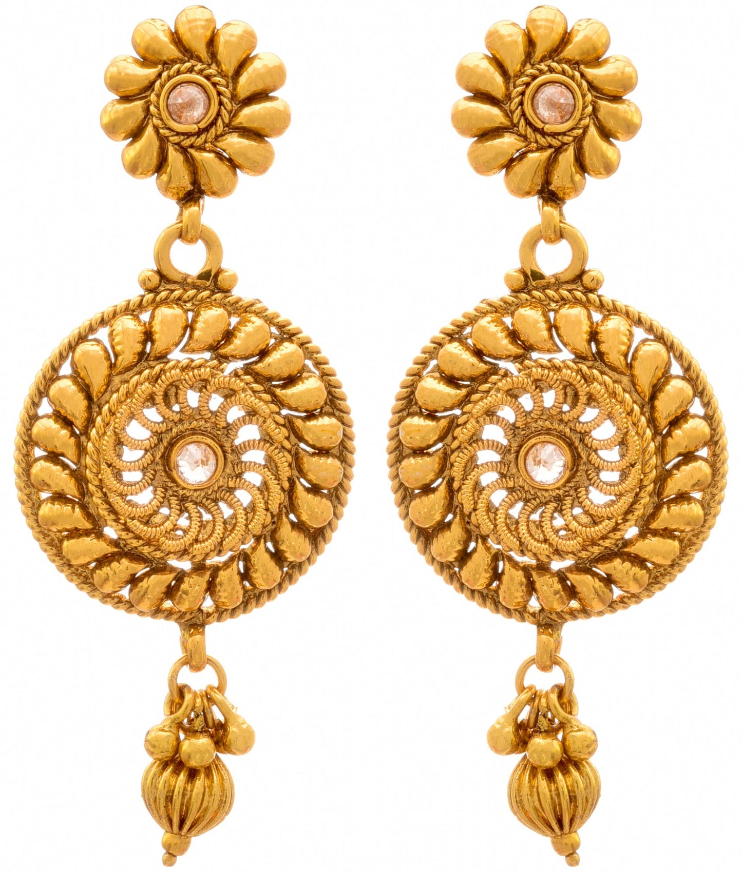 One G Gold Plated Polki Pendant Set With Earring