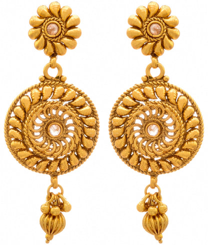 One G Gold Plated Polki Pendant Set With Earring