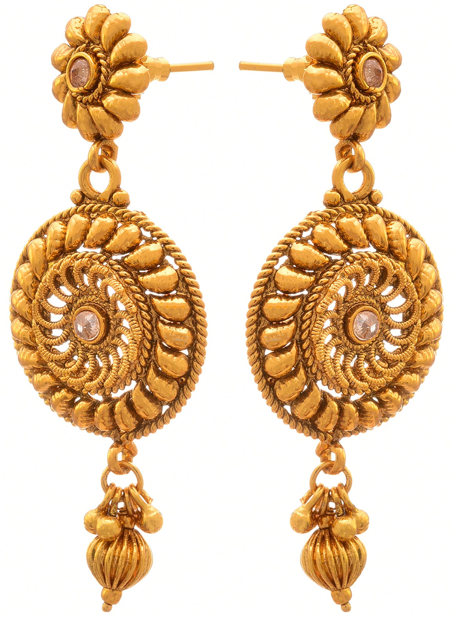 One G Gold Plated Polki Pendant Set With Earring