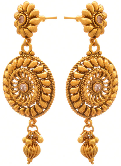 One G Gold Plated Polki Pendant Set With Earring