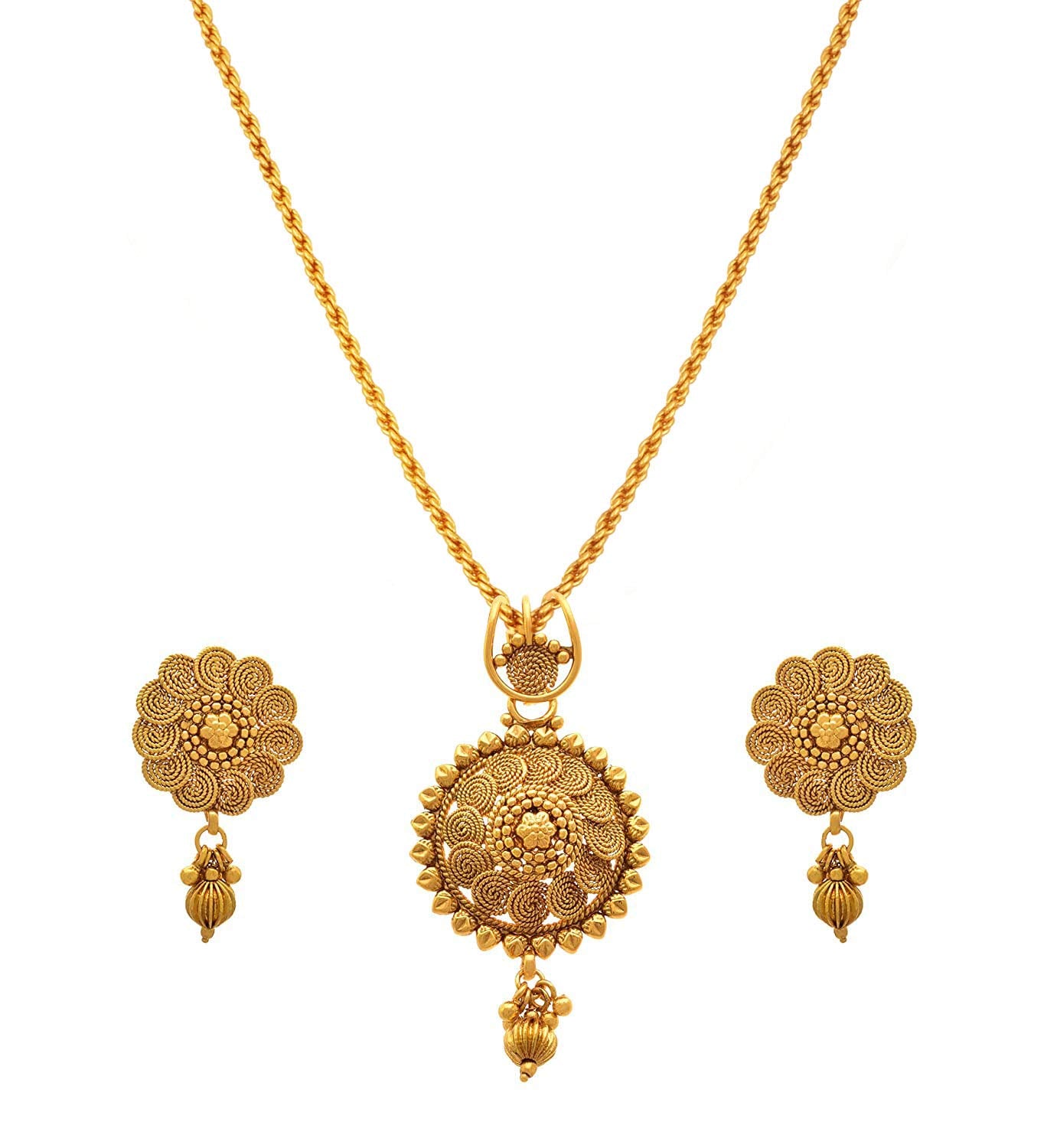 Gold-Plated Spiral Pendant Set – Romantic Love-Themed Jewelry