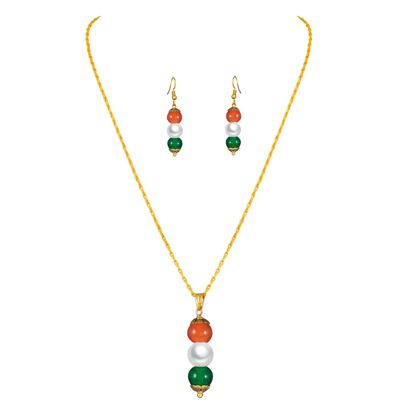 Tri Color Pendant Set Handmade Patriotic For Independence Day/Republic Day .