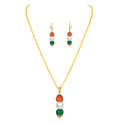 Tri Color Pendant Set Handmade Patriotic For Independence Day/Republic Day .