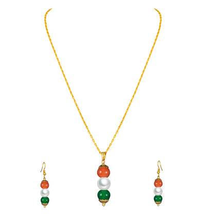 Tri Color Pendant Set Handmade Patriotic For Independence Day/Republic Day .