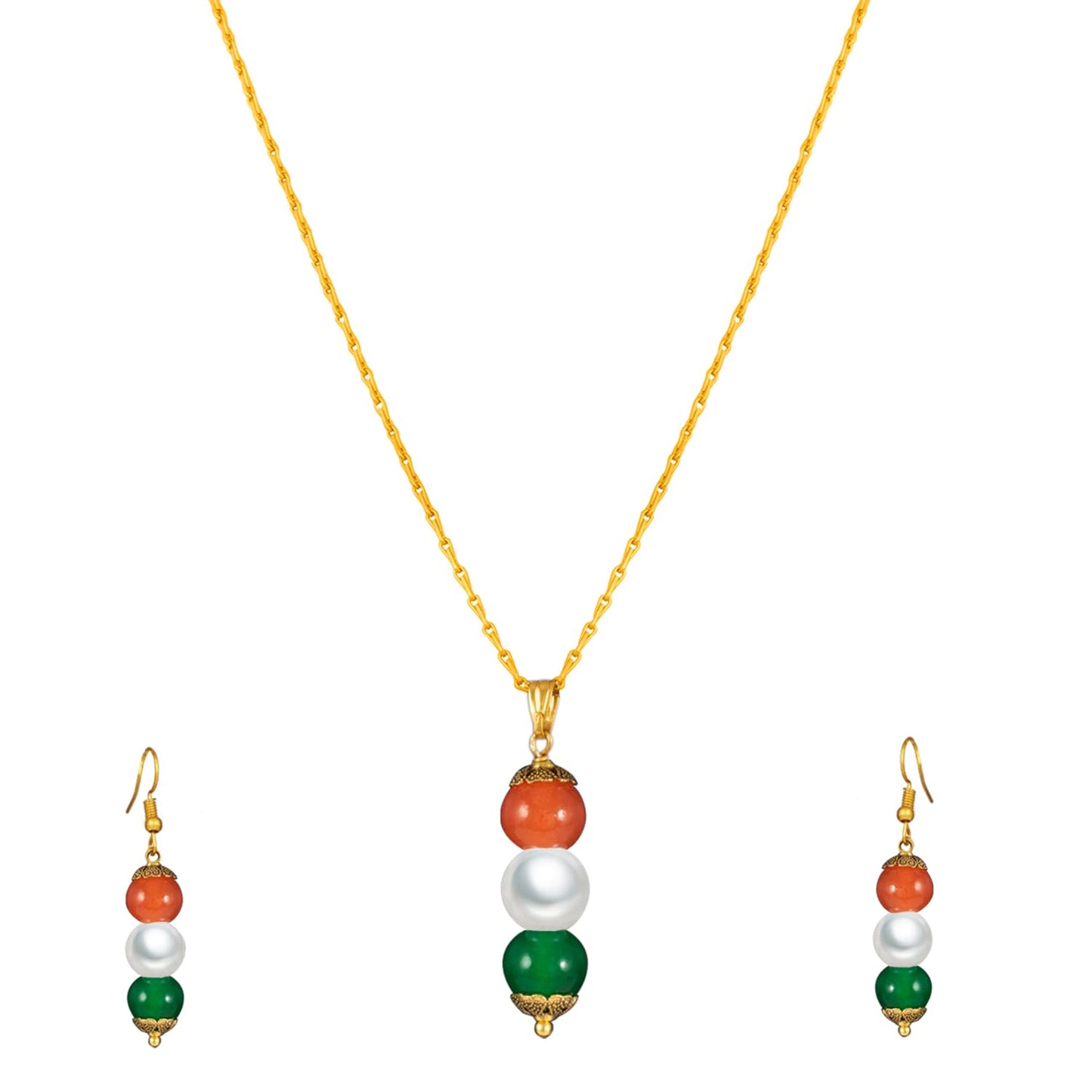 Tri Color Pendant Set Handmade Patriotic For Independence Day/Republic Day .