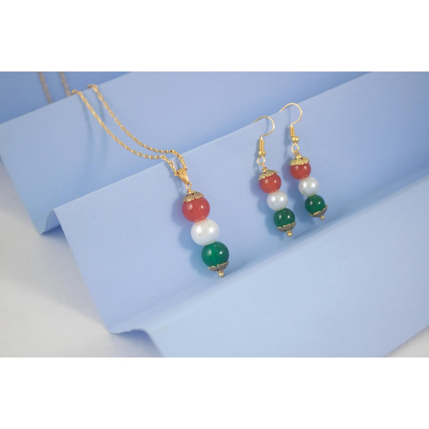 Tri Color Pendant Set Handmade Patriotic For Independence Day/Republic Day .