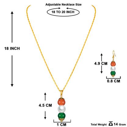 Tri Color Pendant Set Handmade Patriotic For Independence Day/Republic Day .