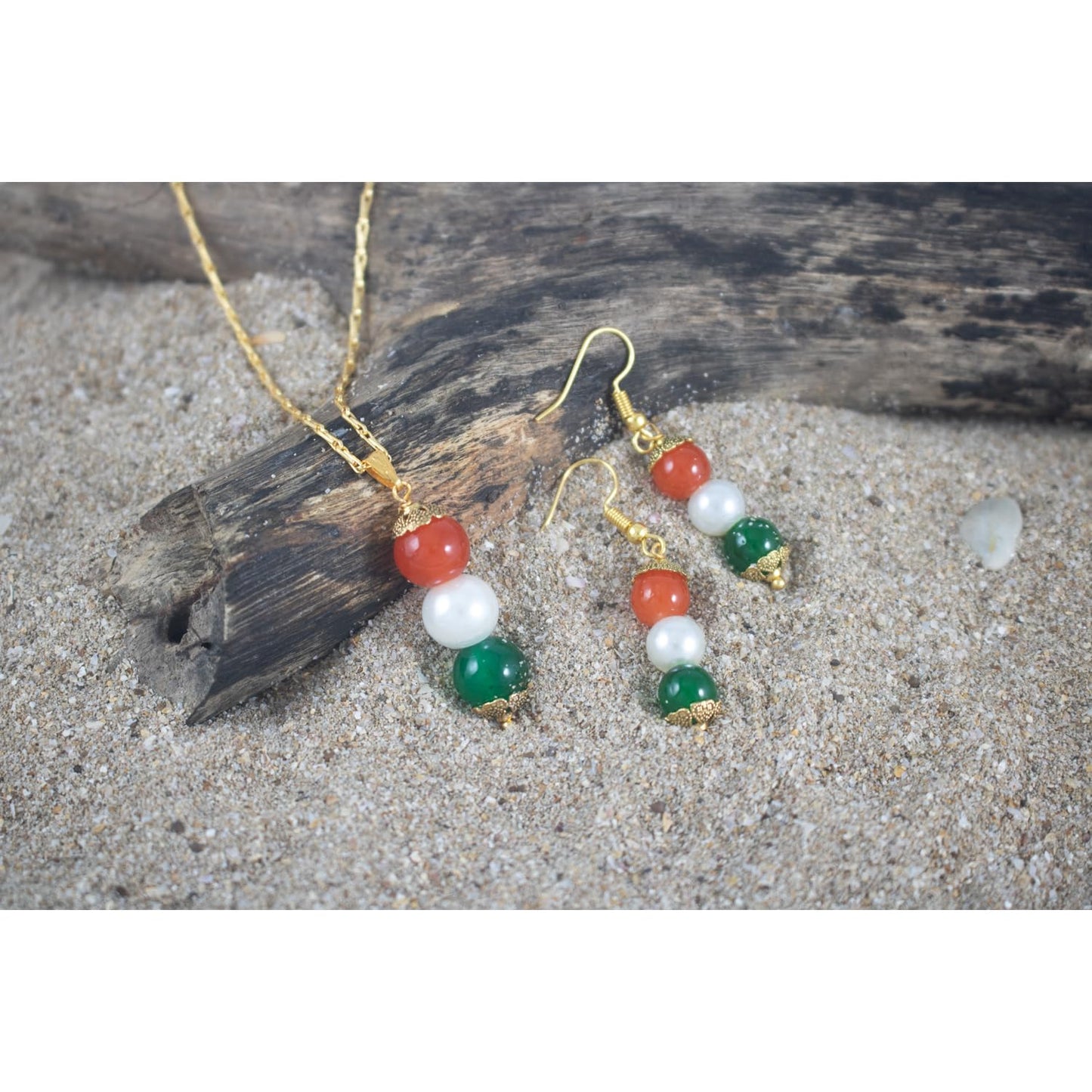 Tri Color Pendant Set Handmade Patriotic For Independence Day/Republic Day .