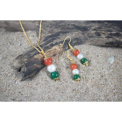 Tri Color Pendant Set Handmade Patriotic For Independence Day/Republic Day .