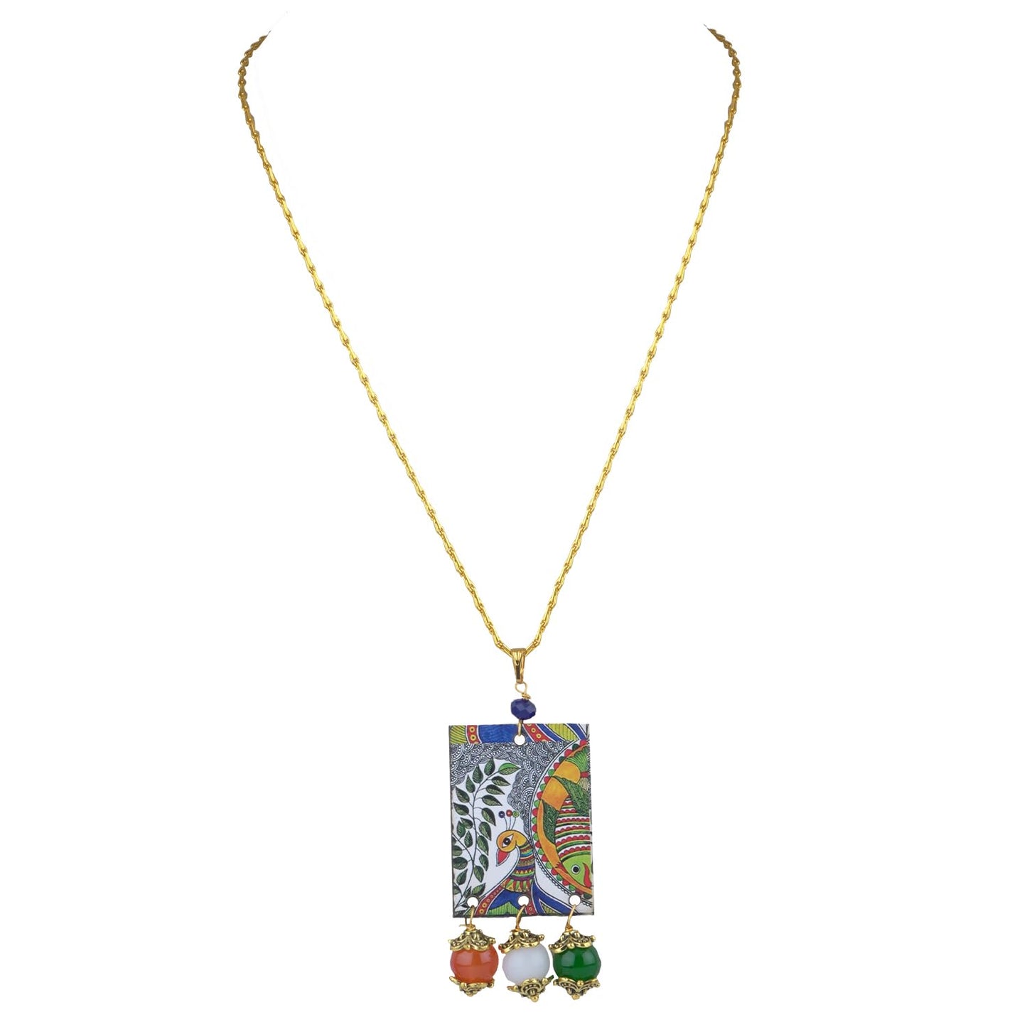 Handmade Tricolour Peacock Pendant Set – Patriotic Jewelry for Independence Day