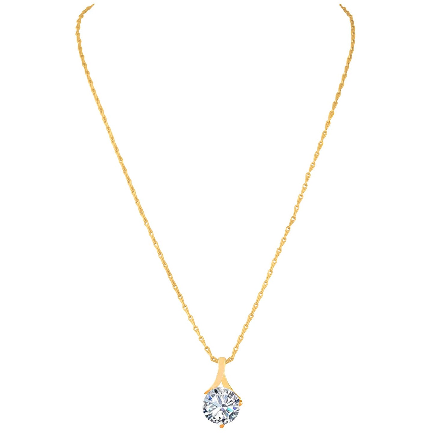One Gram Gold Plated Solitaire Cz American Cubic Zircon Pendant Set .
