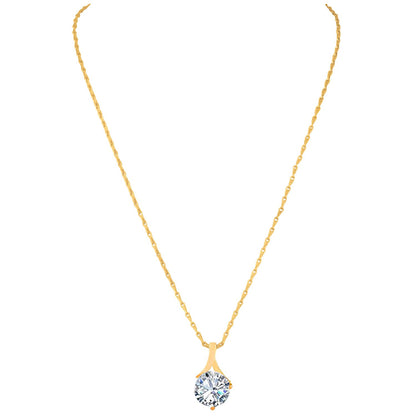 One Gram Gold Plated Solitaire Cz American Cubic Zircon Pendant Set .
