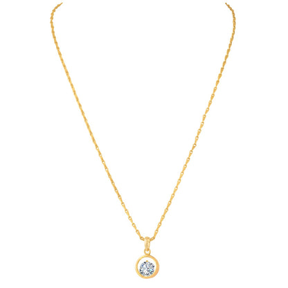 Western Gold Plated Cubic Zircon Center Solitaire Pendant Set .