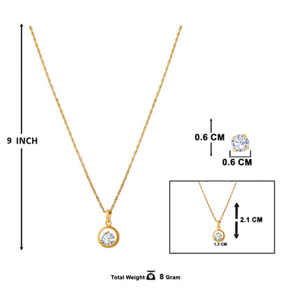 Western Gold Plated Cubic Zircon Center Solitaire Pendant Set .