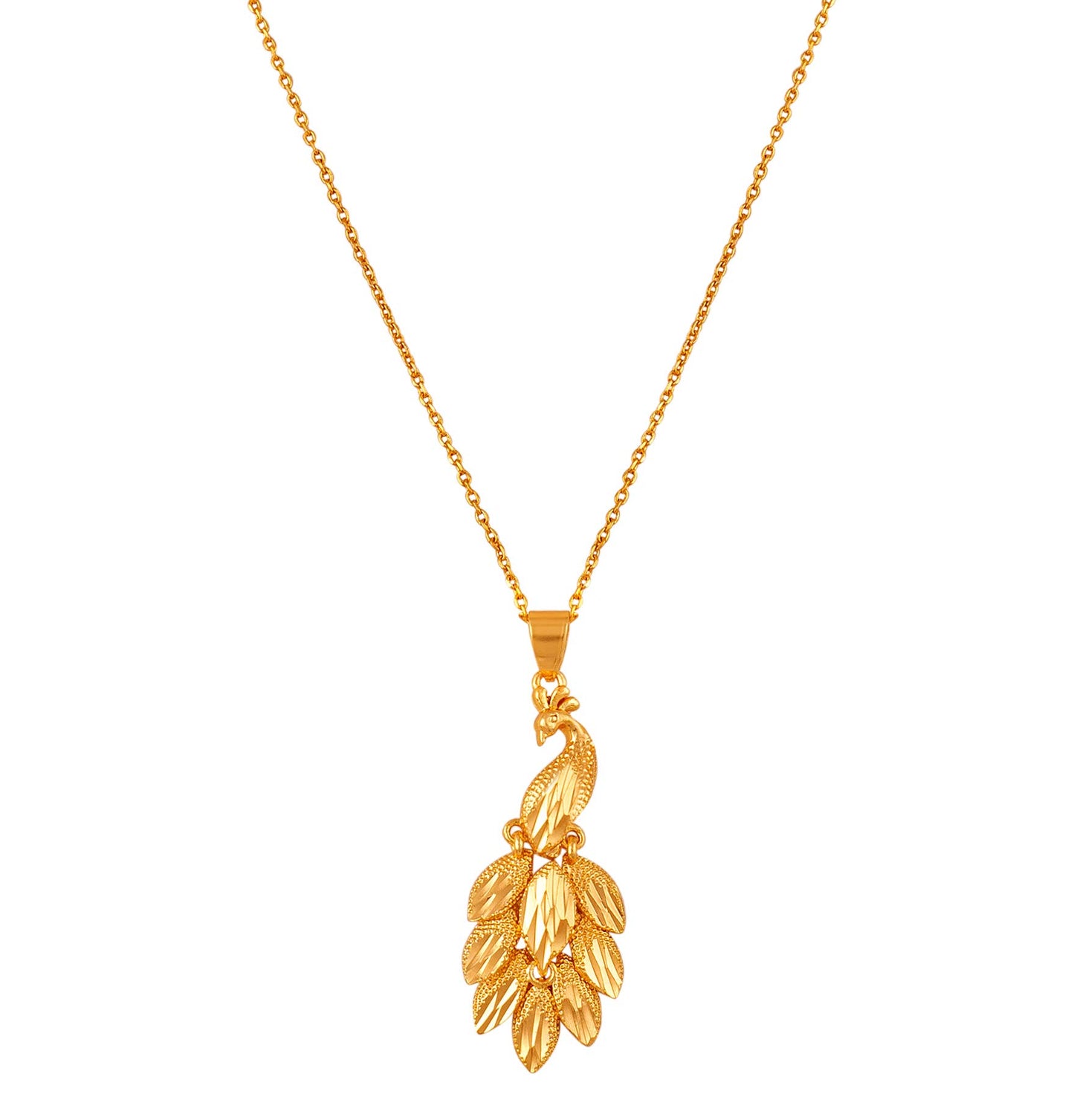 Fabulous Gold Plated Peacock Design Pendant With Chain