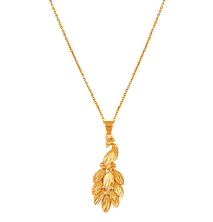 Fabulous Gold Plated Peacock Design Pendant With Chain