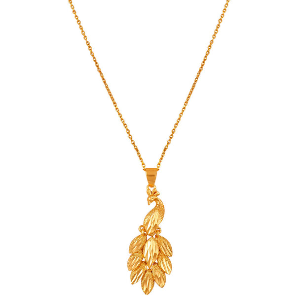 Fabulous Gold Plated Peacock Design Pendant With Chain