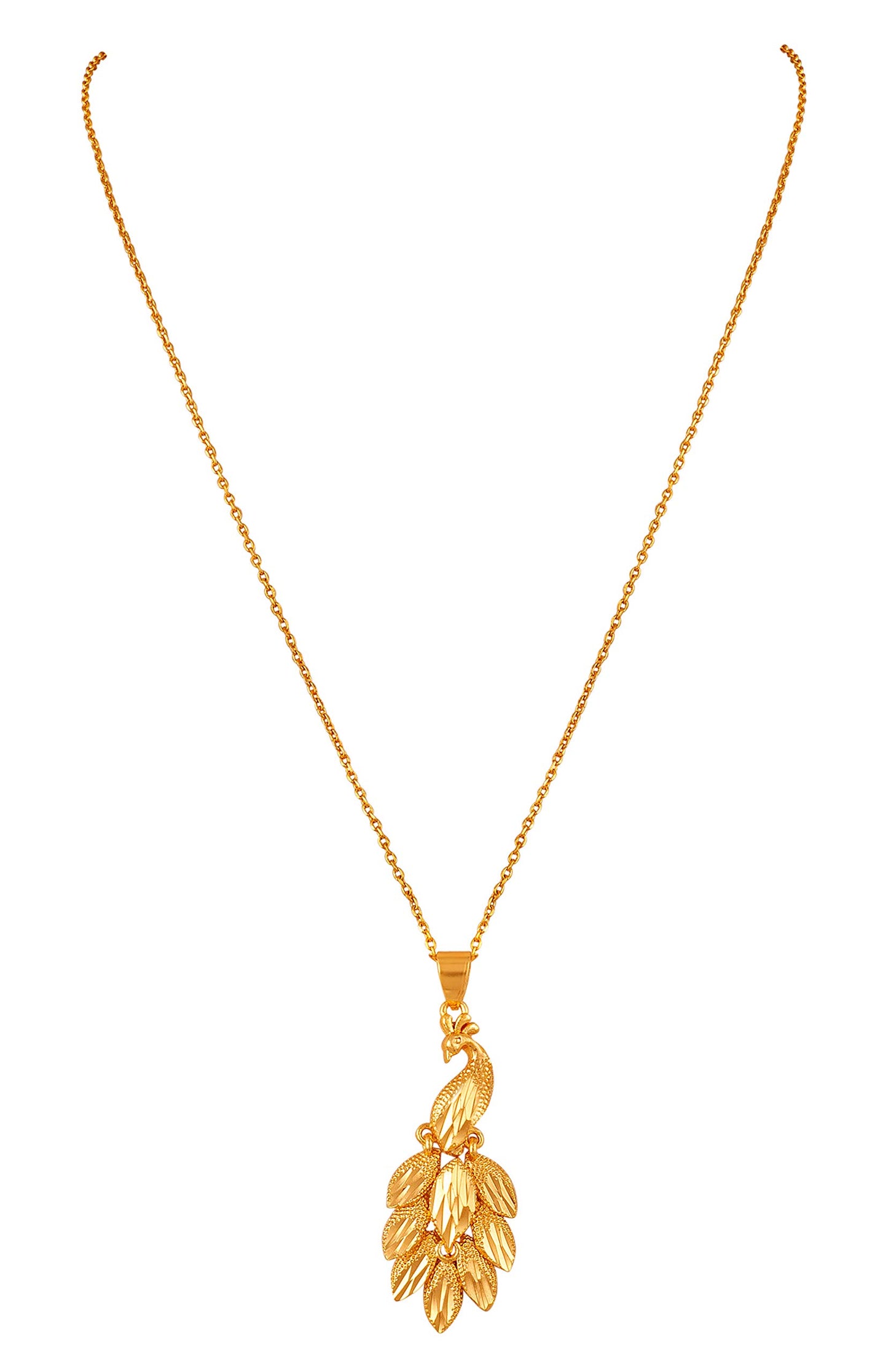Fabulous Gold Plated Peacock Design Pendant With Chain