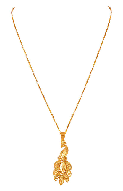 Fabulous Gold Plated Peacock Design Pendant With Chain