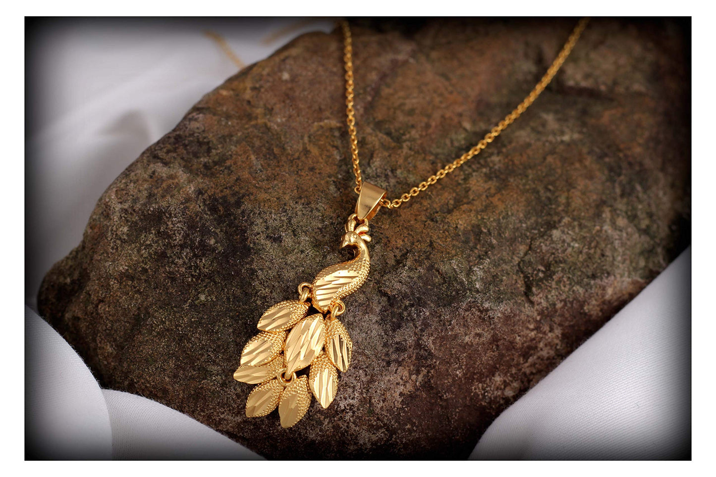 Fabulous Gold Plated Peacock Design Pendant With Chain