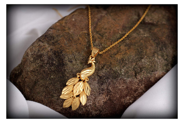 Fabulous Gold Plated Peacock Design Pendant With Chain