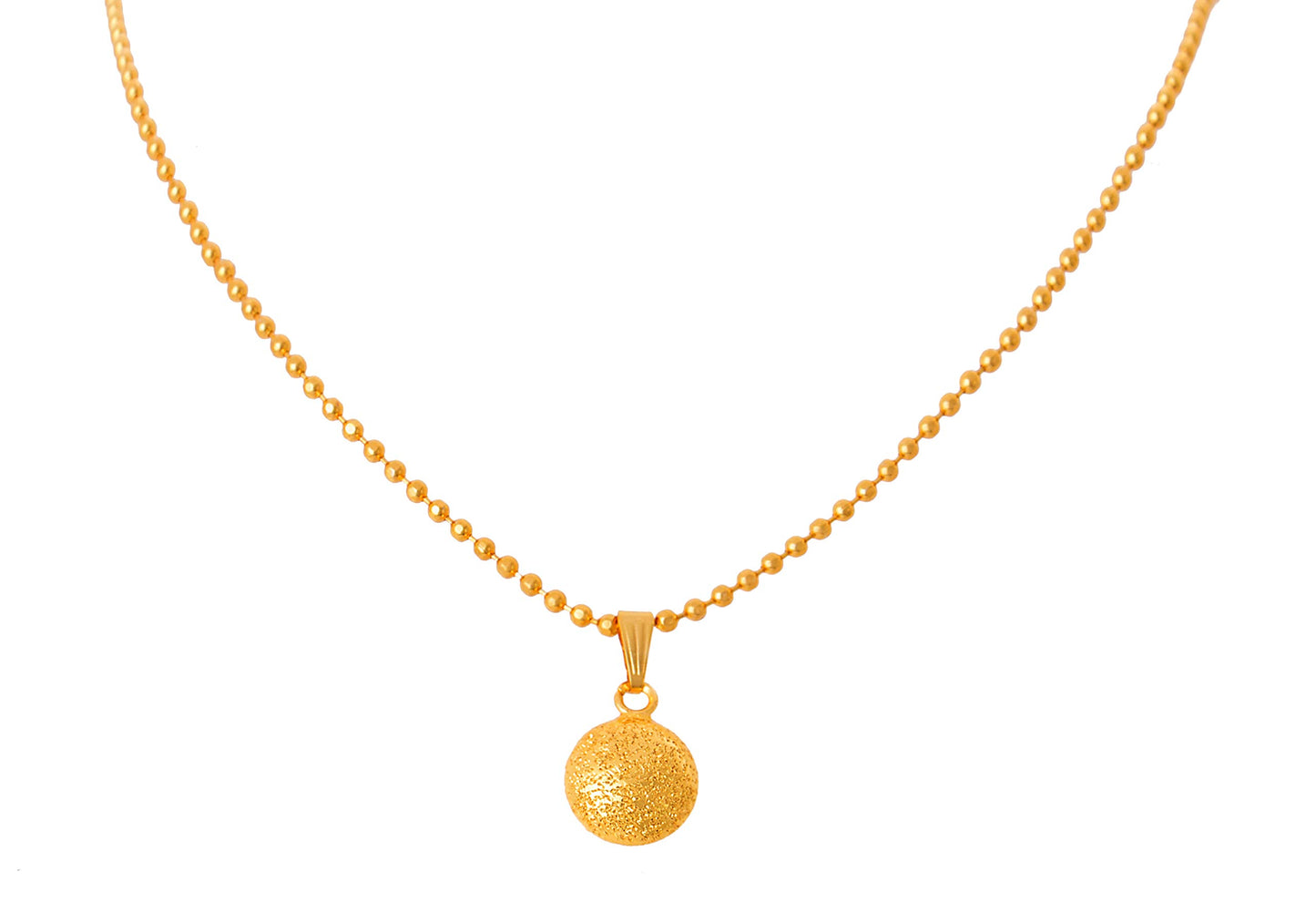 Fusion Able One Gram Gold Plated Love Round Pendant With Bead Chain & Women