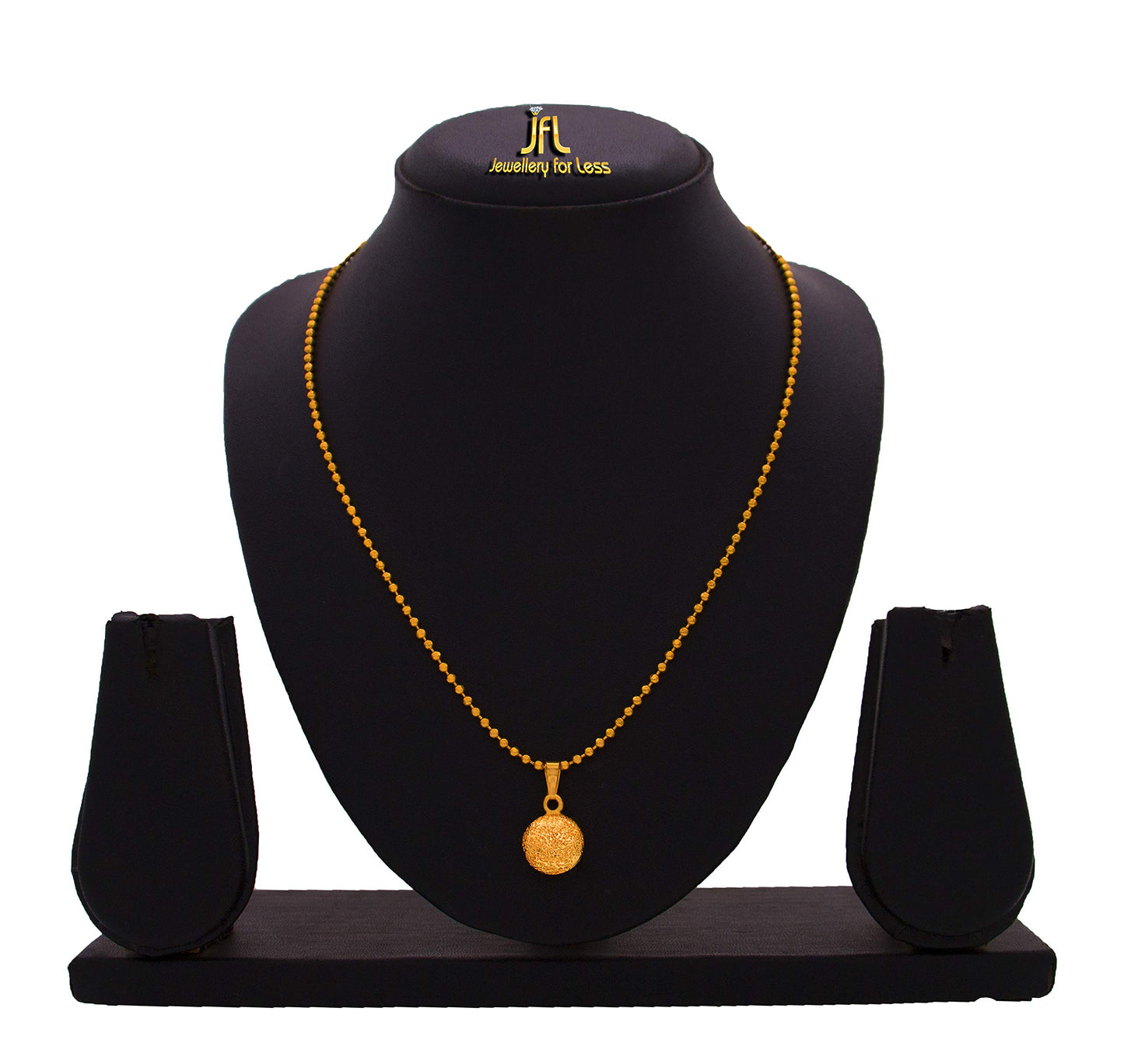 Fusion Able One Gram Gold Plated Love Round Pendant With Bead Chain & Women