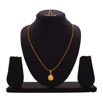 Fusion Able One Gram Gold Plated Love Round Pendant With Bead Chain & Women