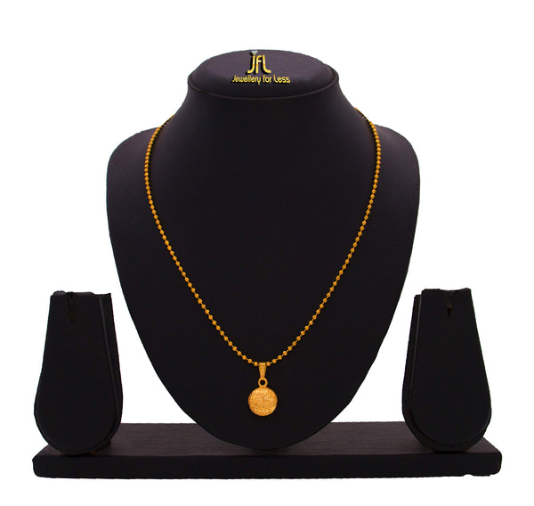Fusion Able One Gram Gold Plated Love Round Pendant With Bead Chain & Women