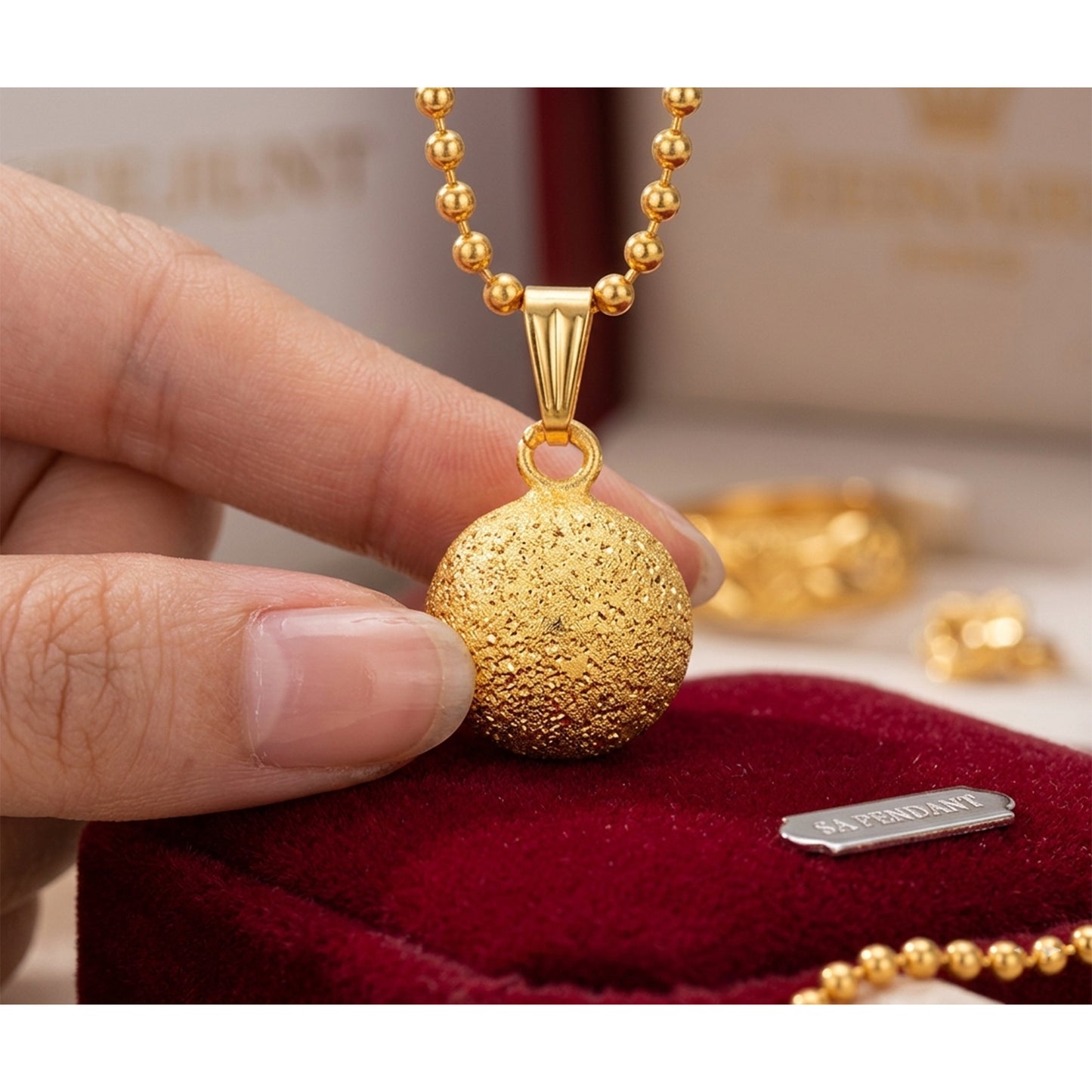 Fusion Able One Gram Gold Plated Love Round Pendant With Bead Chain & Women