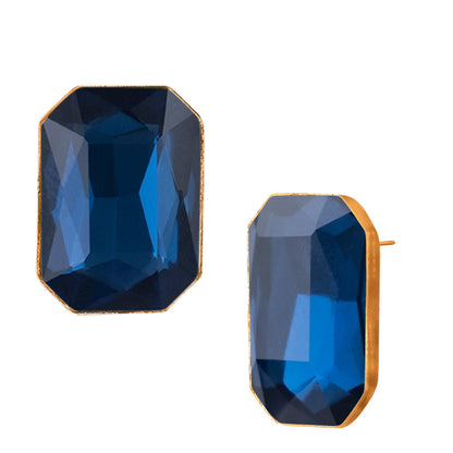 Blue Gold Plated Crystal Pendant With Chain And Earrings Set - Love