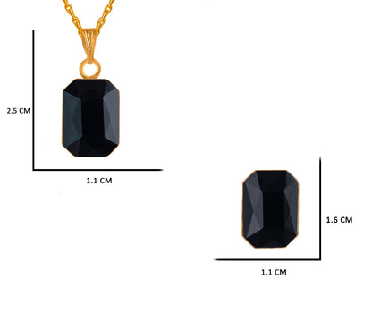 Black Gold Plated Crystal Pendant With Chain And Earrings Set - Love