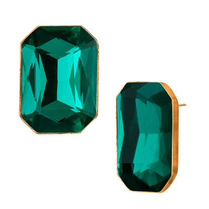 Green Gold Plated Crystal Pendant With Chain And Earrings Set - Love
