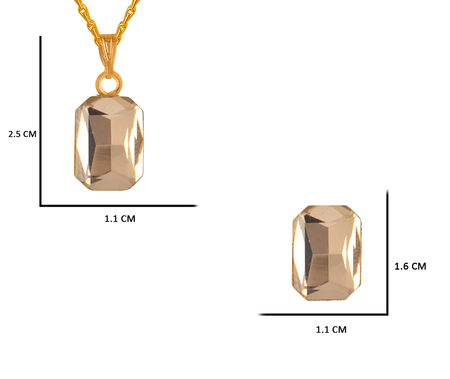 Beautiful Gold Plated Crystal Pendant Gold Chain Set - Love