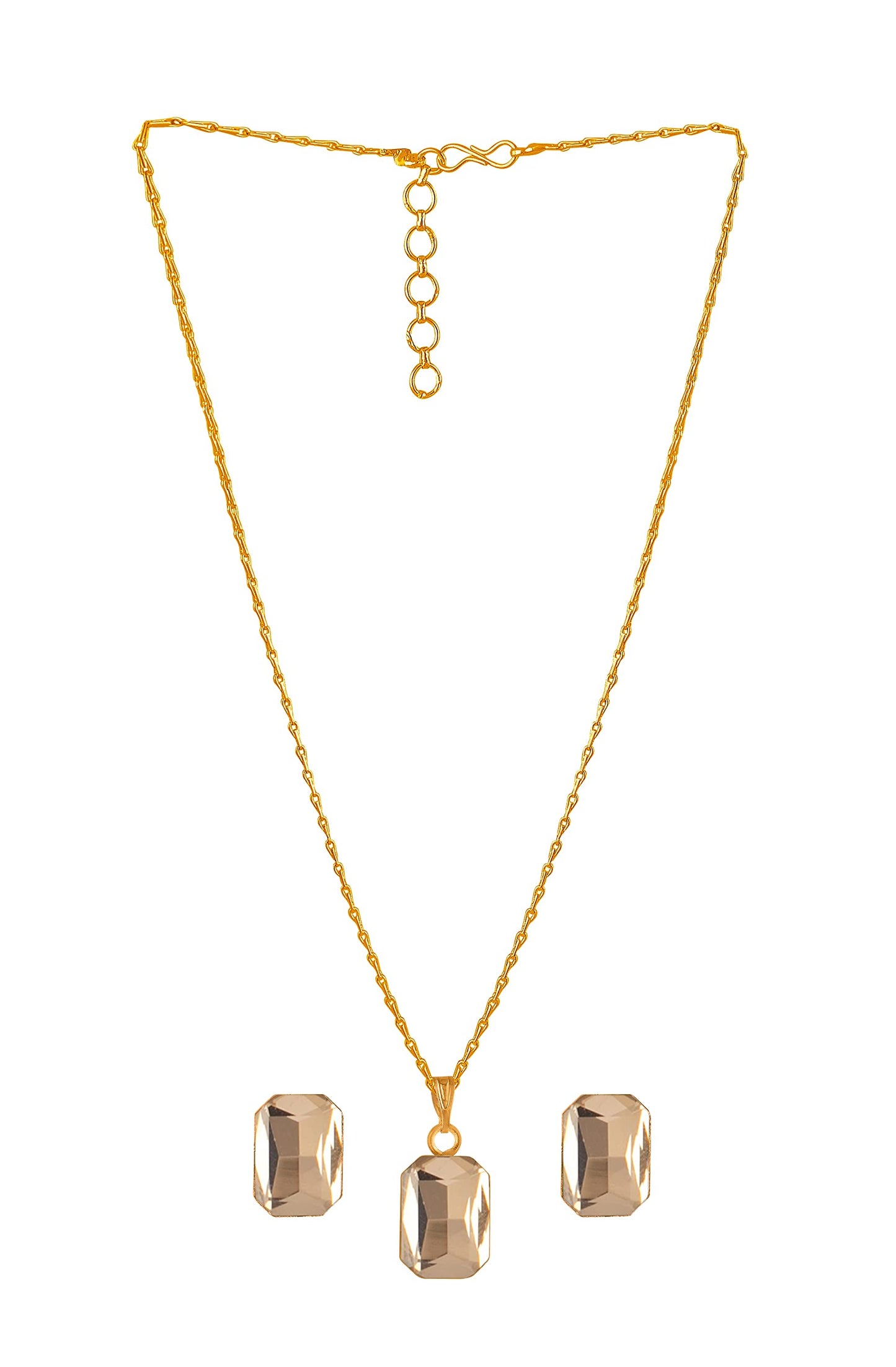 Beautiful Gold Plated Crystal Pendant Gold Chain Set - Love